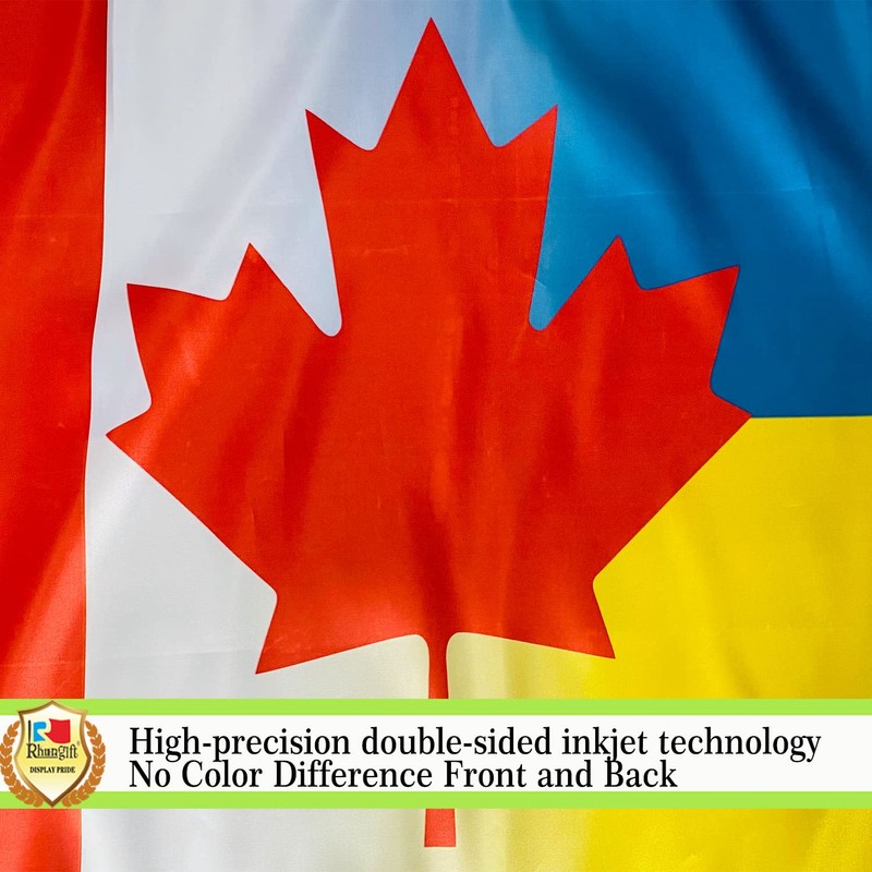 Canada Stand With Ukraine Flag 3x5 Ft-Double Sided Smooth Silk
