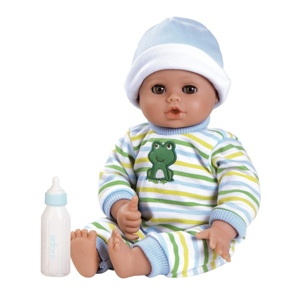 Adora Playtime Little Prince 13 inch Baby Boy Doll with embroidered frog sleeper, hat and bottle