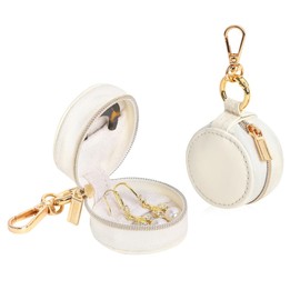 iSuperb Jewellery Storage Bag with Zip - Hanging for Backpack, Portable & Space-saving, 5.5 x 5.5 x 3.3 cm, Unisex Travel Organiser (Beige)