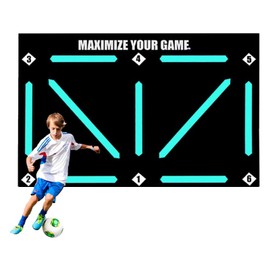 Football Footstep Training Mat,Non-Slip Shock Dribble Silent Soccer Sports Mat,Rubber Dribble Training Mat,Football Agility Training Equipment for Kids Adults Anti Skid Carpet 60×90cm -No Football