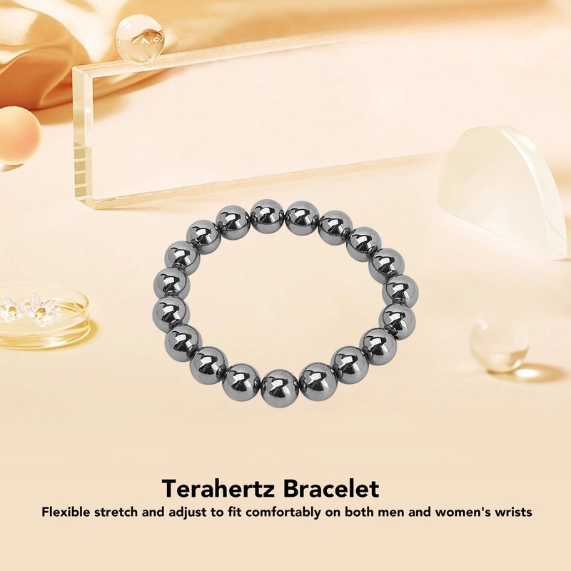10mm Round Terahertz Beads Bracelet Energy Stone Elastic Flexible Stylish