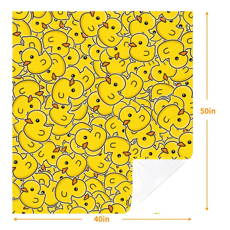 JOOCAR Cute Rubber Duck Throw Blankets Yellow Cartoon Ducks Throw
