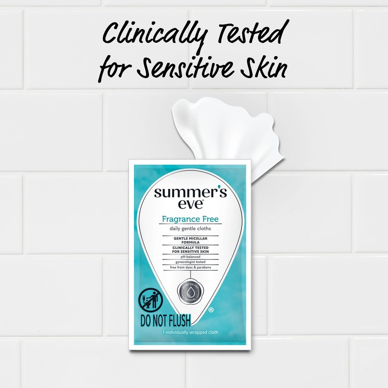 Summer's Eve Fragrance Free Daily Refreshing Feminine Wipes, Removes Odor,