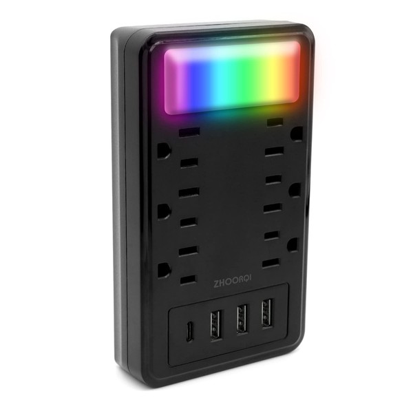 Multi Plug Outlet Extender, ZHOORQI Multiple Expander with 6 Outlets