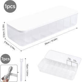 Baoswi Desktop Cable Management Box with Lid, Cable Organizer Storage Box with 7 Wire Ties Power Cord Organizer with 7 Compartments for Office Home Desk Accessories Storage Stationery Supplies