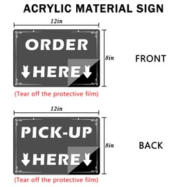 Order Here and Pick Up Here Signs,2 Pack Double-Sided Order Here Signs Pick Up Hers Sign with 4 Twines Perfect for Restaurants, Cafes, and Bars ,Bakery , Ice Cream Stand Decor Pick Up Kiosk Retail-12"