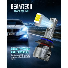 BEAMTECH 9012 Bulb, 800% Brighter High Speed Fan 6500K Xenon White 9012 Light Bulbs or Fog Lights Pack of 2