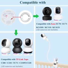 JAMYOK Baby Monitor Mount Holder Compatible with TP-Link Tapo C200/C201/C210/C210P2/C211/C220/C225, Kasa EC70/EC71/KC410S/KC411S, 16 inches Flexible Clip Clamp Mount Without Tools or Wall Damage