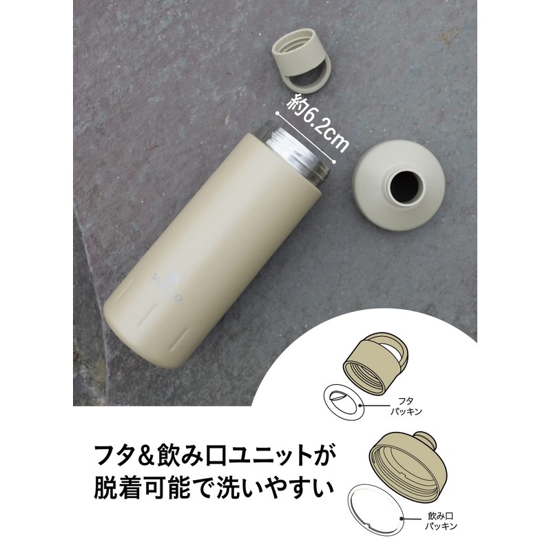 CBJAPAN SANTECO Water Bottle, Khaki, 19.2 fl oz (590 ml),