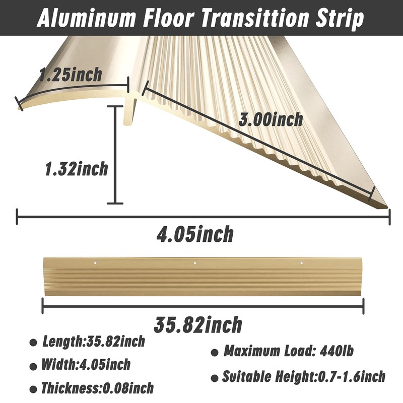 Heainaiyoo Metal Floor Transition Strip, Aluminum Threshold for Doorways, for