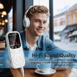 MP3 Player with Bluetooth Music Player: Olycism MP3 Player for Kids with 64GB Memory Card, Hi-Fi Sound, Bluetooth 5.3, Voice Recorder & FM Radio 0.21 inch Touch Screen Portable Digital Music White