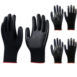 AONAT 2 Pairs Non-Slip Work Gloves for Construction, Gardening & Crafts - Nitrile Coating, Breathable, Abrasion Resistant, Size L, Black