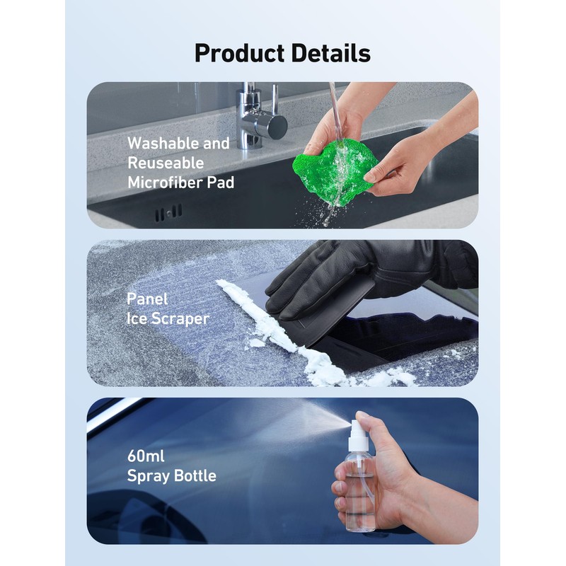 AstroAI Windshield Cleaner, Microfiber car Window Cleaner with 4 Reusable