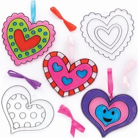 Baker Ross Heart Suncatcher Decorations - Pack of 10, Valentine's Suncatcher Kits for Kids (FC476)