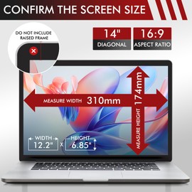 14 Inch Privacy Filter for Laptop 16:9 Aspect Ratio, SOPPY Anti-Glare Privacy Screen Protector, Anti Blue Light, Removable Privacy Film Privacy Screen for 14" Hp/Dell/Acer/Lenovo/ThinkPad/Asus