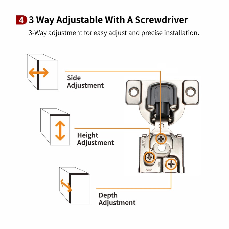 STIANC 20 Pack 3/8" Overlay 3D Soft Close Hinges for
