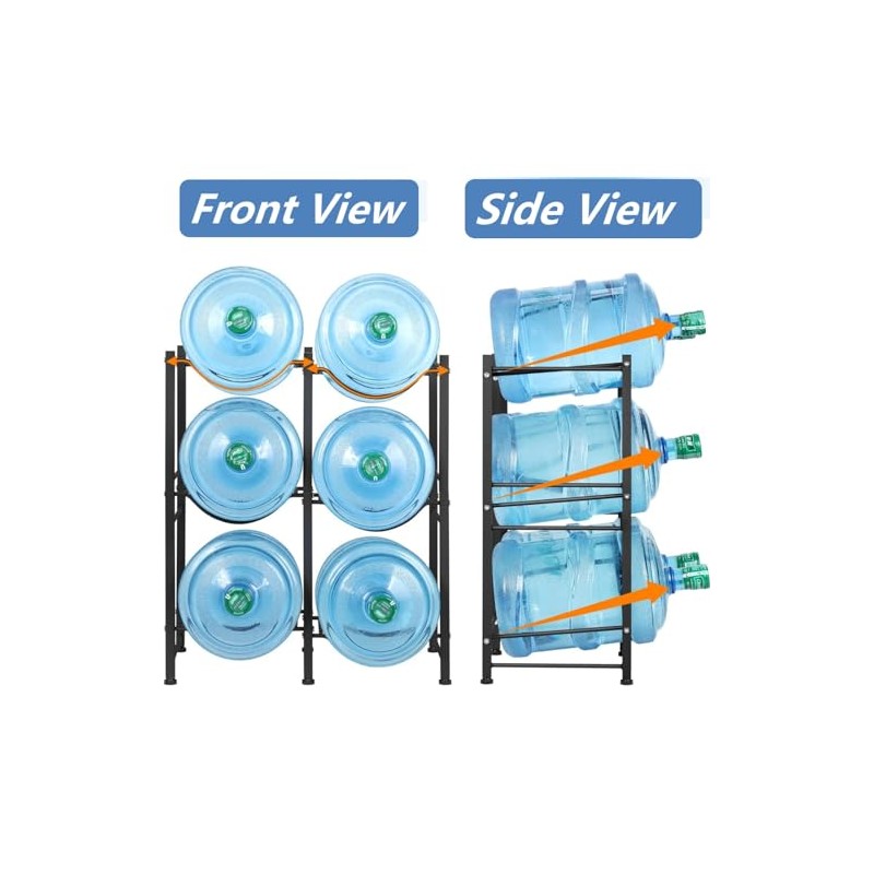 LIANTRAL 5 Gallon Water Bottle Holder, 3 Tiers Black Double