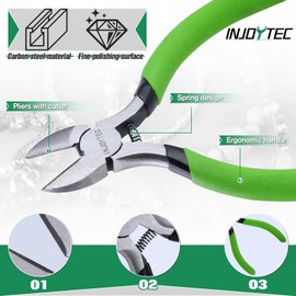 INJOYTEC 5 Inch Mini Nipper, Mini Nipper, Spring Included, Small Nipper, Tool, Precision Nipper, Diagonal Plier, Wire Cutter, Strong Nipper, Micro Nipper, Plastic Nipper, Wire Cutting, Diagonal