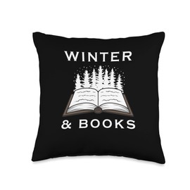 Puristic Winter Nature Designs Cozy Winter Days Cozy Winter Days Book Reading Literature Snow Throw Pillow, 16x16, Multicolor