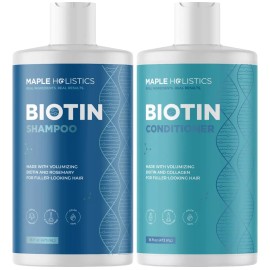 Maple Holistics Biotin Champú Y Acondicionador Para Pérdida De Cabello 16oz