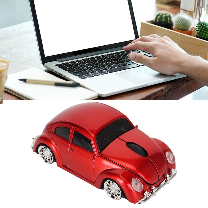 Wireless Mouse Red Sports Car Style 2.4GHz USB Receiver 1600DPI