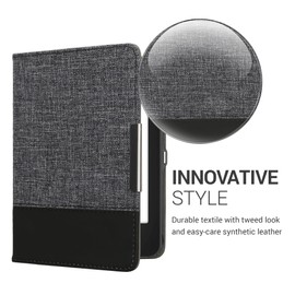 kwmobile Case Compatible with Tolino Shine 2 HD - Canvas eReader Protective Cover Case - Dark Blue / Black