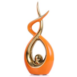 PlivBloom Gold Orange Modern Sculpture Table Decorations, Ceramic Knick Knacks Statues for Living Room Decor, Tv Stand and Desk Decor, Suitable for Coffee Tables and Shelf Decorations, Great Gift Idea