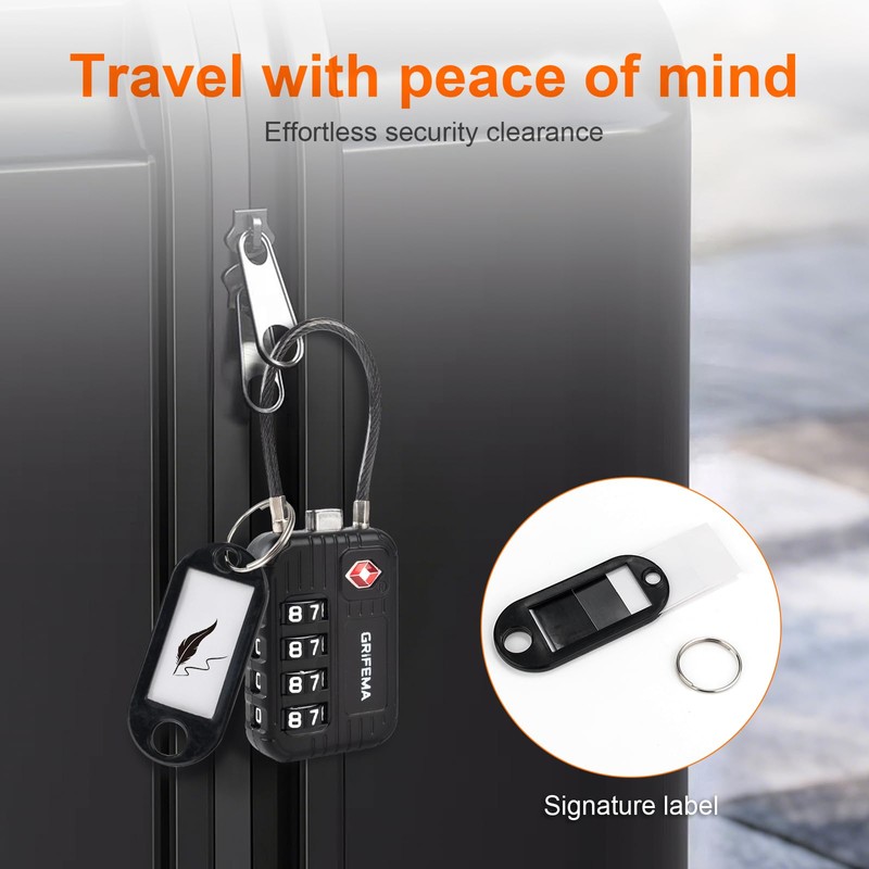 GRIFEMA GA1008 TSA Approved 4-Digit Combination Luggage Lock, Secure Travel