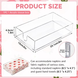 Acrylic Napkin Holder for Bathroom, Guest Towel Holder Tray, Disposable Holder Hand Towel Tray for Hotel Restaurant Dining Table Party(9 x 5 x 1.8 in, 4mm Thick)