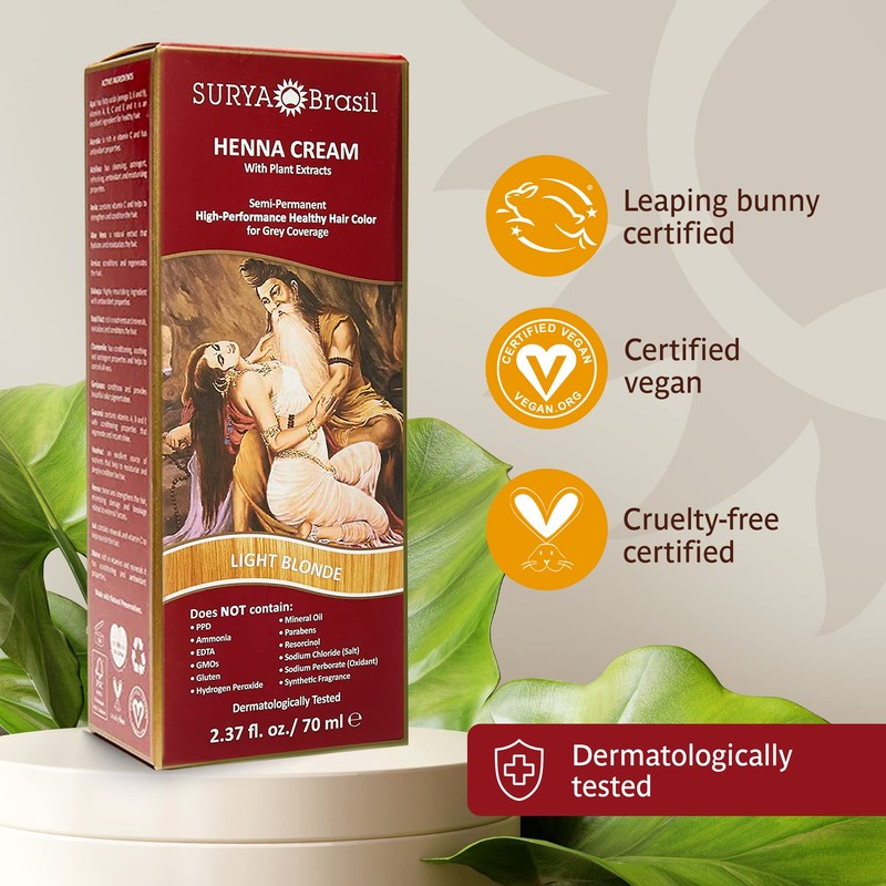 Surya Brasil Henna Cream, Light Blonde, 2.37 Fluid Ounce