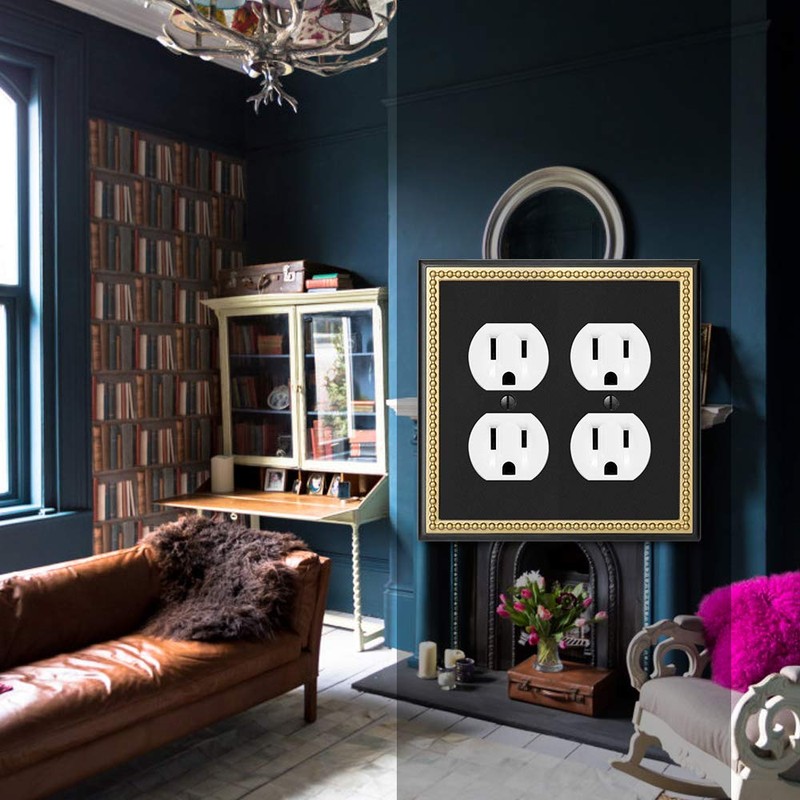 Pearled Frame Decorative Wall Plate Switch Plate Outlet Cover (Double