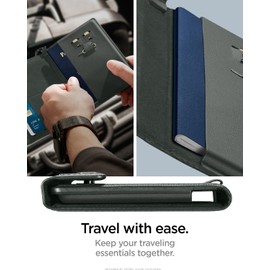 Spigen Passport Card Cover Holder Passport Wallet Travel Documents Organizer Protector Passport Holder Travel Accessories with RFID Blocking Technology SIM Card Pin Included - Military Green