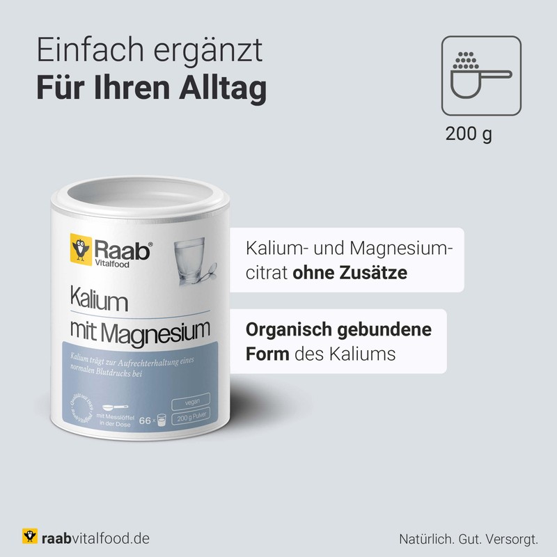 Raab Vitalfood Potassium with Magnesium Powder (200 g) - for