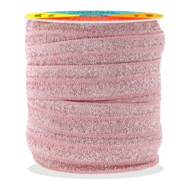 Mandala Crafts Rose Gold Fold Over Elastic 5/8 Inch Stretchy Ribbon for Hair Tie Headband Hair Bow - 20 Yds Foldover Elastic