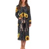 ZIATUBLES Sunflower Leopard Highland Cow Print Zipper Front Robes Women