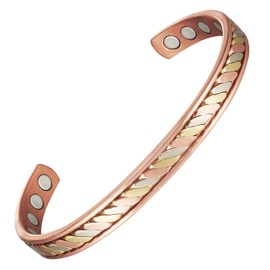 EnerCoppeX Copper Magnetic Bracelets for Men Women with Strong Magnets Tri-Color Copper 99.99% Pure Solid Copper Bangle Jewelry Gift