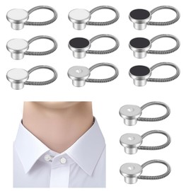 12 PCS Shirt Collar Button Extenders for Men's Dress Shirts, Comfortable Neck Button Extender, Also Works as Button Extenders for Jeans and Pants, Includes Collar Stays