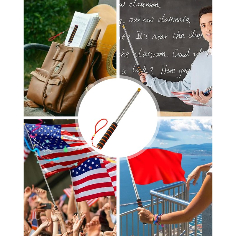 TPZORJX Telescopic Flag Pole, 2 m Telescopic Flagpole, Handheld Flagpole