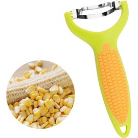 Corn Peeler, Professional Household Corn Peeler, Corn Stripper Tool with Non-Slip Handle, Stainless Steel Kitchen, Durable Kitchen Gadgets (Yellow, One Size)