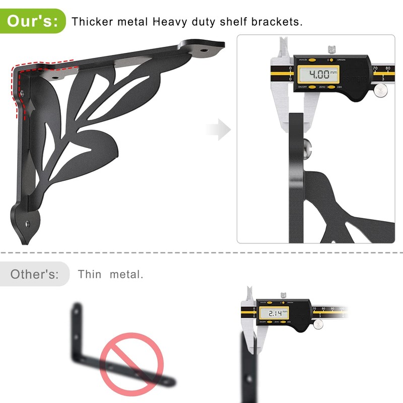 SELEWARE Heavy Duty Shelf Brackets 12 Inch, Branch Shelves Brackets,