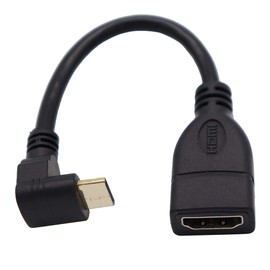 VViViD Sun High Speed Mini HDMI (Male) to HDMI (Female) Converter Cable, HDMI Type A Female to HDMI Type C (Mini) Male, 90° L Type, Gold Plated Connectors, High Speed Data Transmission (Upper L)