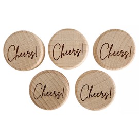 Custom Wine Bottle Stopper - “Cheers!” – 5Pcs Real Cork Engraved Wooden T-stopper Wedding Favor Bridal Shower Gift Brithday Party Reusable Sealing