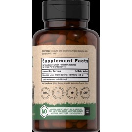 Horbäach Grass Fed Beef Liver | 4500mg | 90 Capsules | Paisture Rasied | by Horbaach