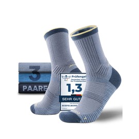 Juclise Men's Summer Thin Hiking Socks Coolmax Merino Compression Anti Blisters Padded Anti-Sweat Breathable Trekking Socks, Navy + Sky Blue + Denim Blue, 35 - 38