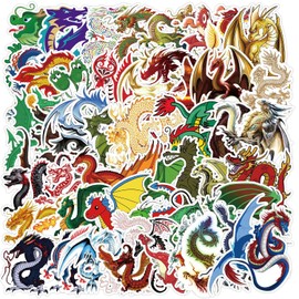 Dragon Stickers for Laptop(50 Pcs),Gift for Kids Teens Adults Girl,Dragon Waterproof Stickers for Water Bottle,Vinyl Stickers for Scrapbook,Journal,Dairy,Skateboard