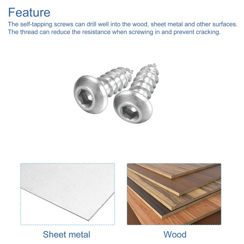 QUARKZMAN M3 x 8mm 304 Stainless Steel Hex Self Drilling