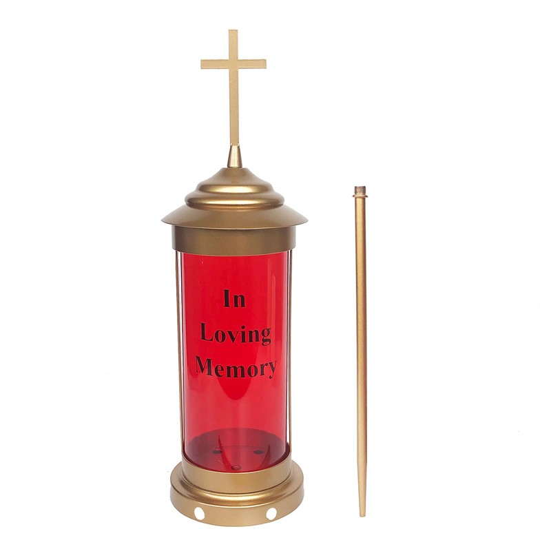 Cross Lights for Grave Decorations - Cemetery Memorial Lantern for