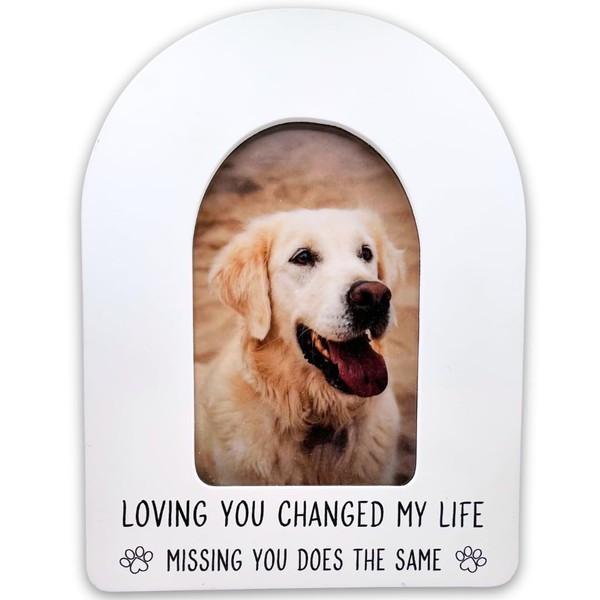 White Arch Pet Memorial Picture Frame for Loss of Pet