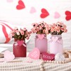 Jexine 12 Pcs Valentine's Day Decorations Pink Flower Mason Jar