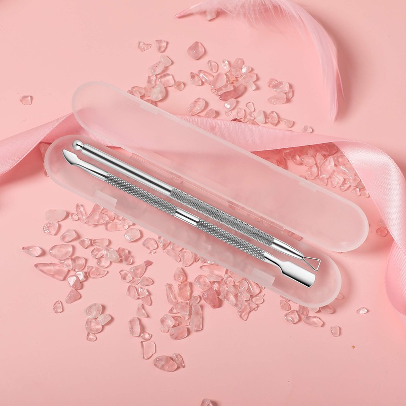 2PCS Cuticle Pusher and Cutter with Storage Case,Professional Cuticle Pusher